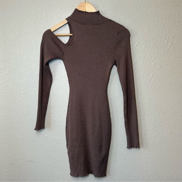 NBD Revolve Moira Dress Cut Out Bodycon Long Sleeve Dress Mocha Size Small - Picture 5 of 9